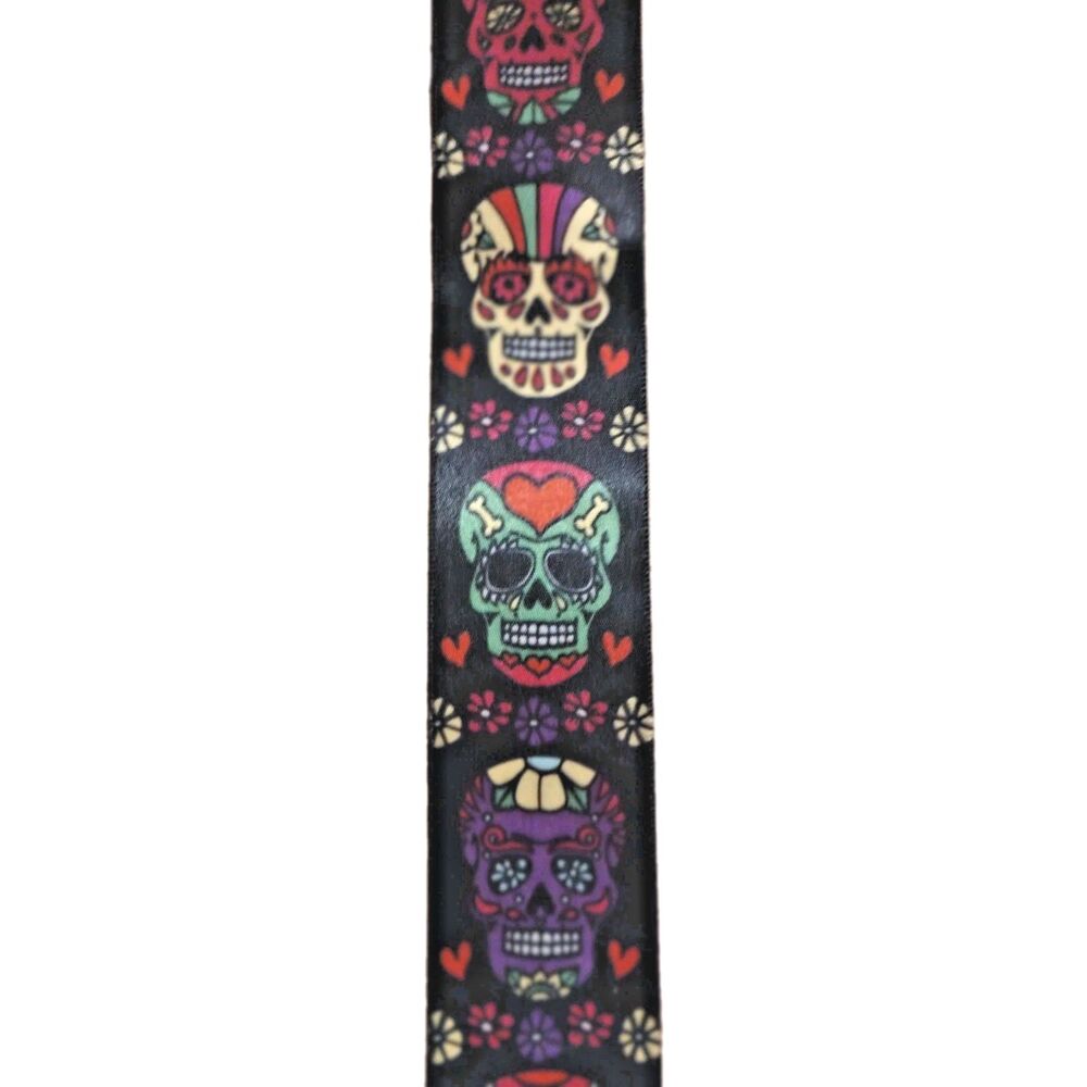 Berwick Offray Ribbon 1 1/2" 3yd Sugar Skulls Day Of The Dead Dia De Los Muertos
